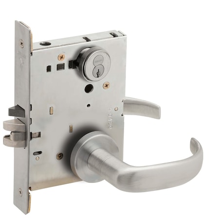 Grade 1 Entrance Office Mortise Lock, Schlage FSIC With Core, S123 Keyway, 17 Lever, A Rose, Satin C